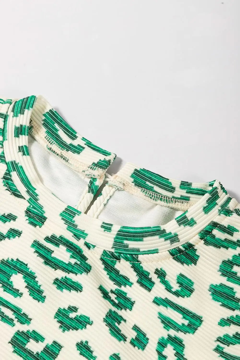 Tops/Blouses & Shirts Love Salve Blackish Green Leopard Print Mock Neck Puff Sleeve