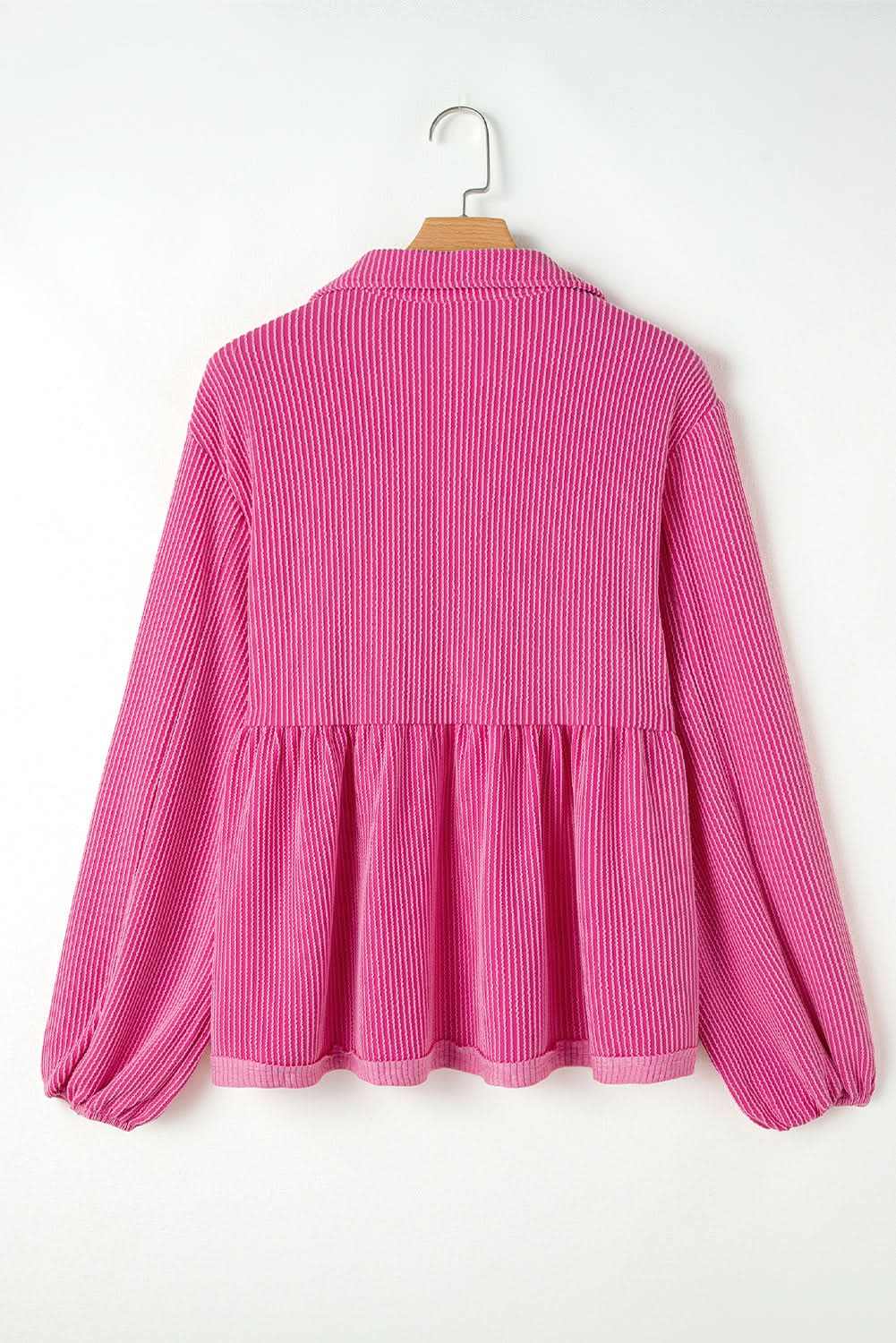 Love Salve Corded Bubble Sleeve Blouse — Pink Babydoll Top