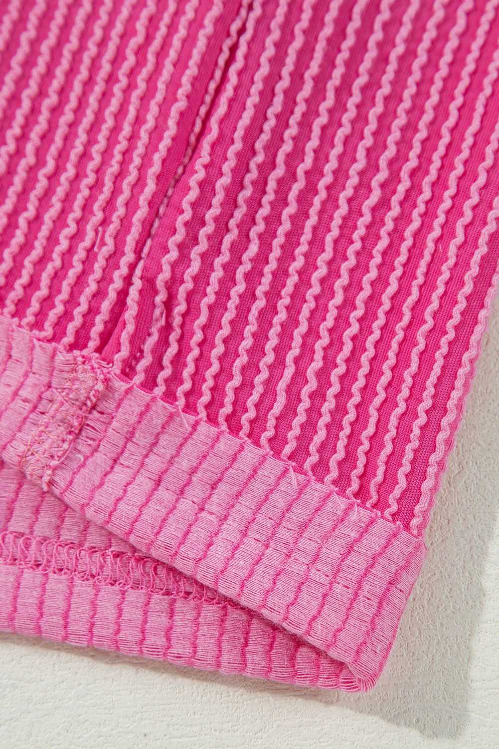 Love Salve Corded Bubble Sleeve Blouse — Pink Babydoll Top
