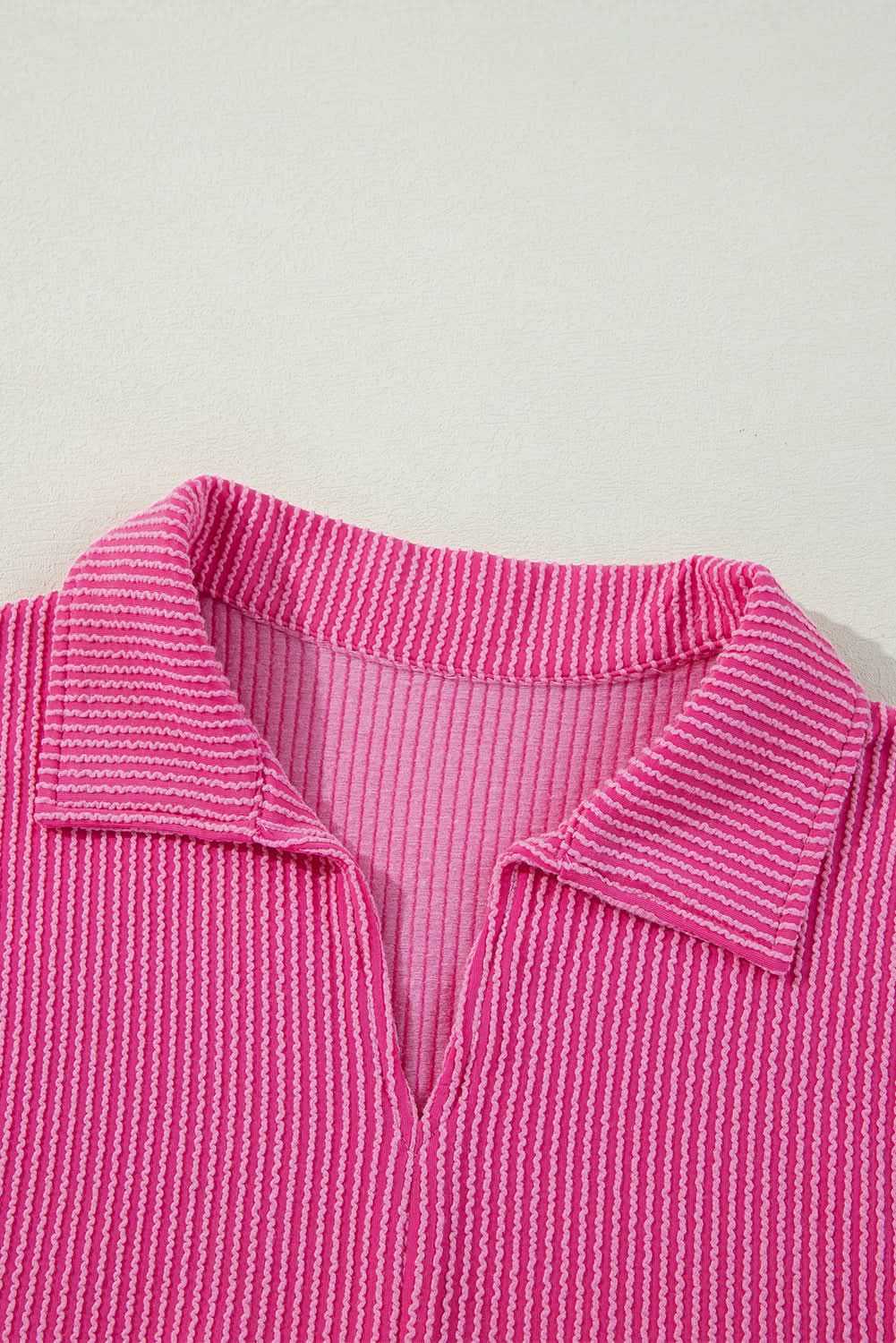 Love Salve Corded Bubble Sleeve Blouse — Pink Babydoll Top