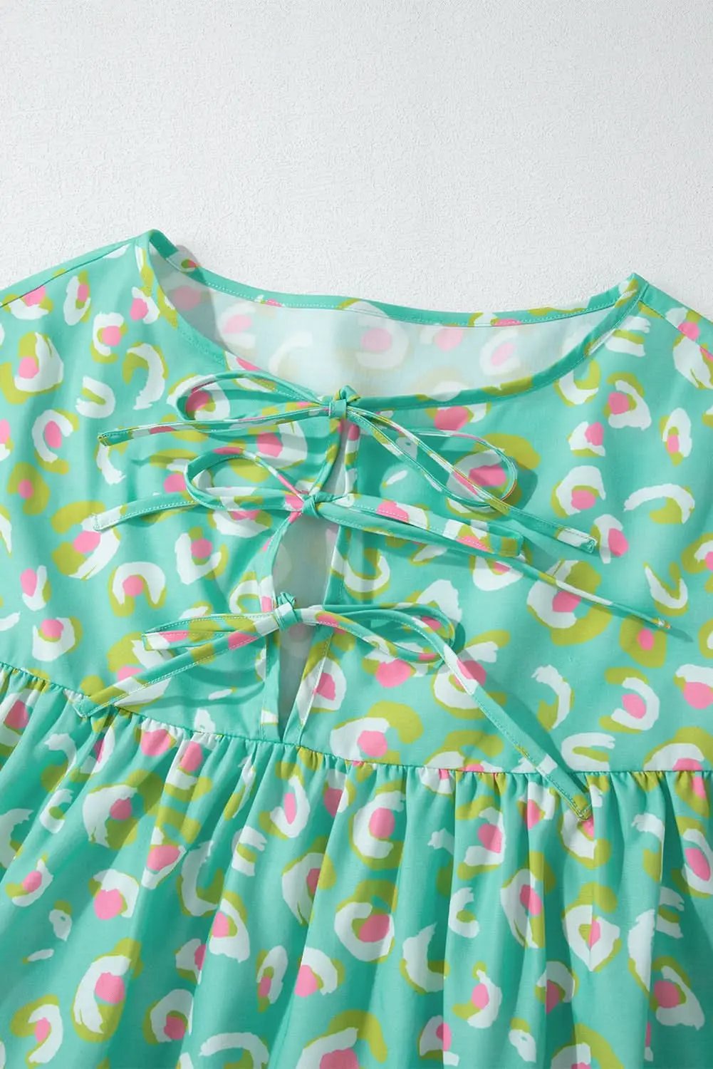 Accessories Love Salve Green Abstract Printed Lace-up Lantern Sleeve Baby