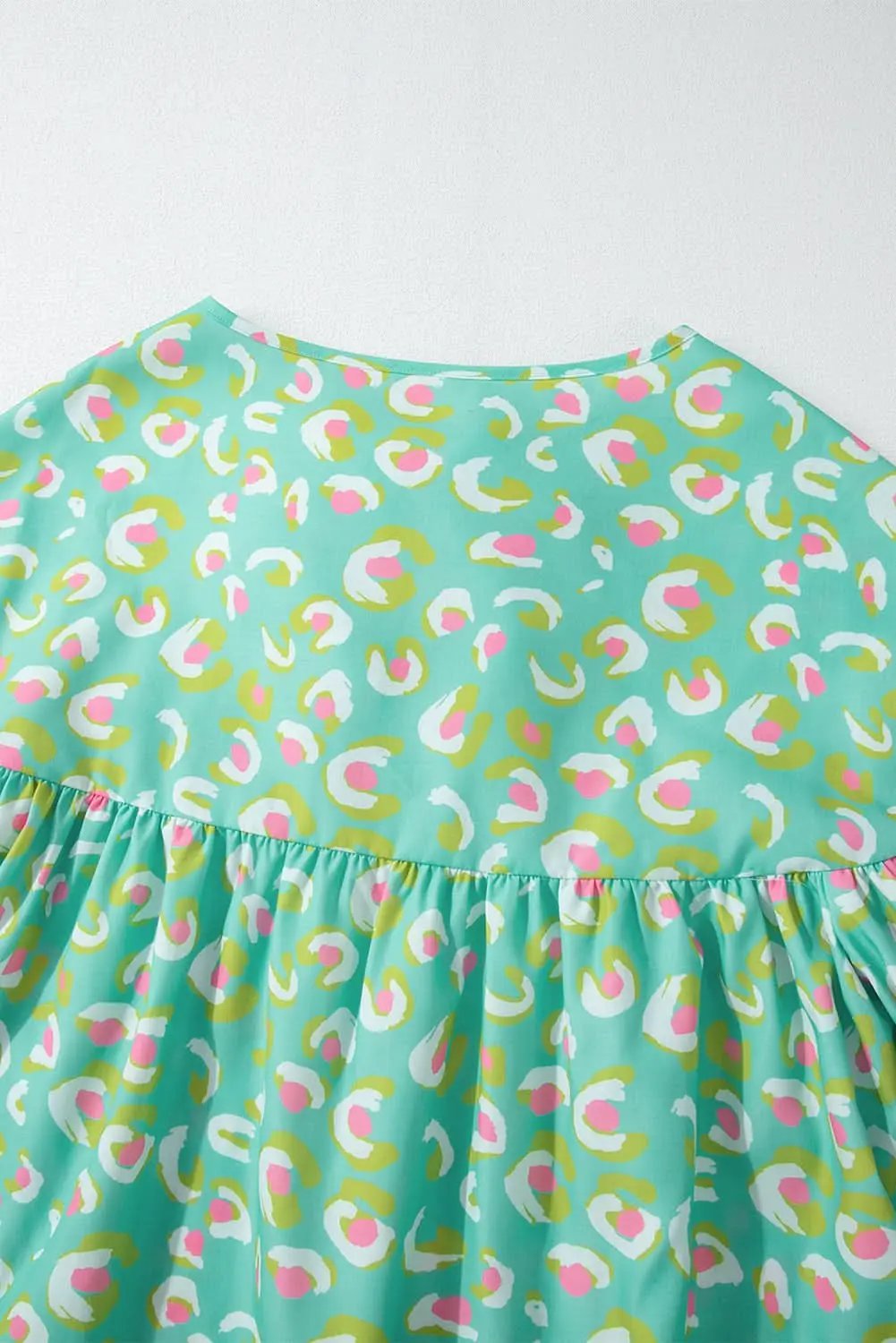 Accessories Love Salve Green Abstract Printed Lace-up Lantern Sleeve Baby