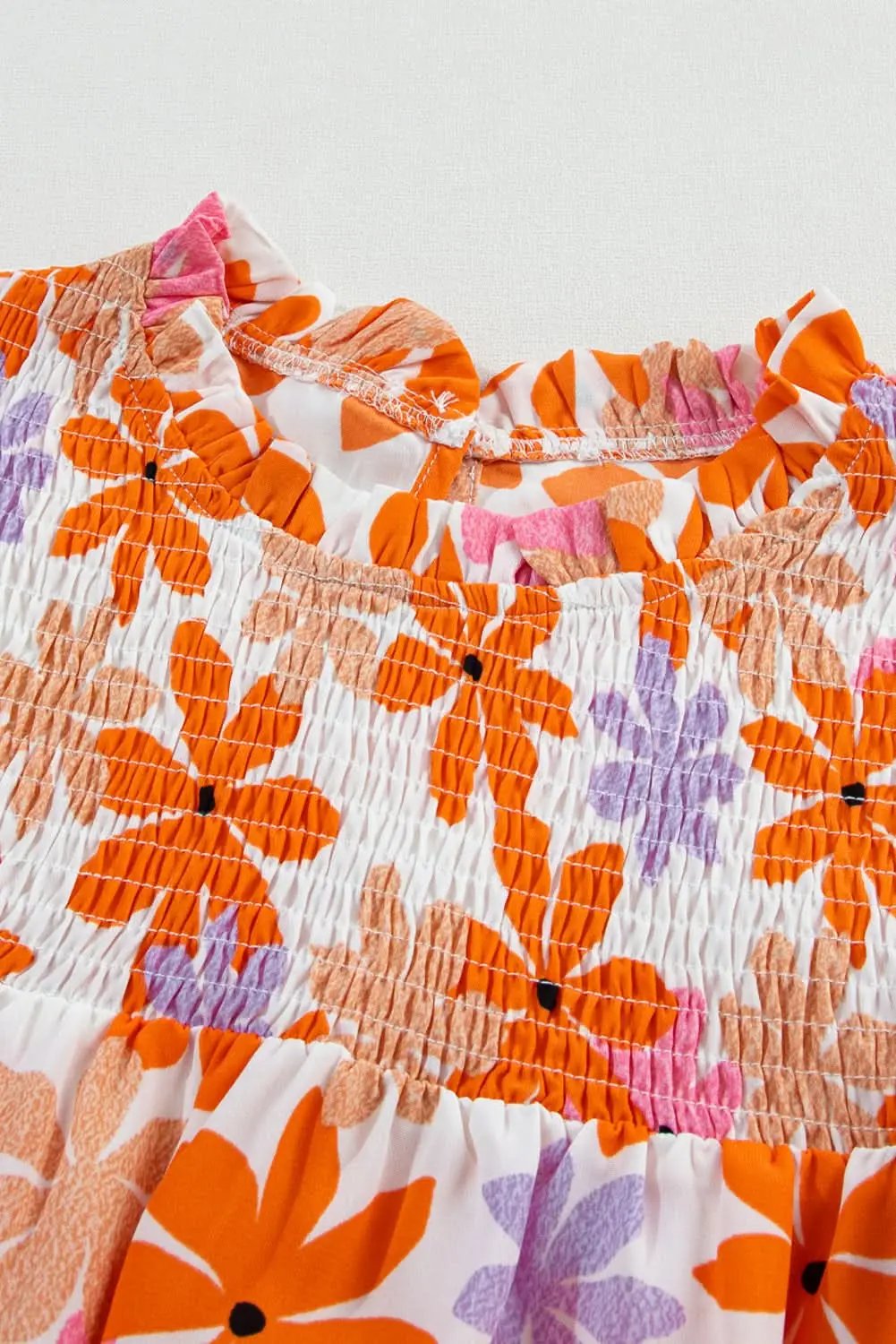 Floral Smocked Top with Ruffled Sleeves | Love Salve