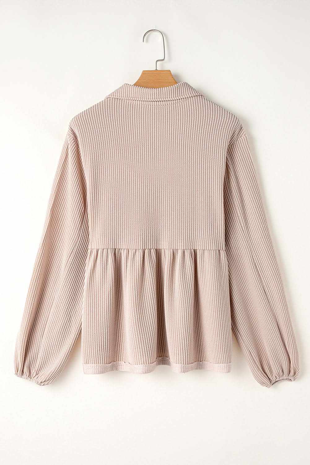 Tops/Blouses & Shirts Love Salve Parchment Corded Turn-down V Neck Bubble Sleeve Ba