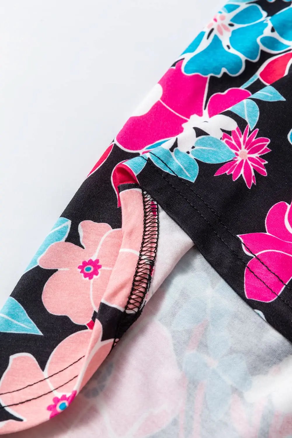 Accessories Love Salve Pink Floral V Neck Roll Tab Sleeve Blouse