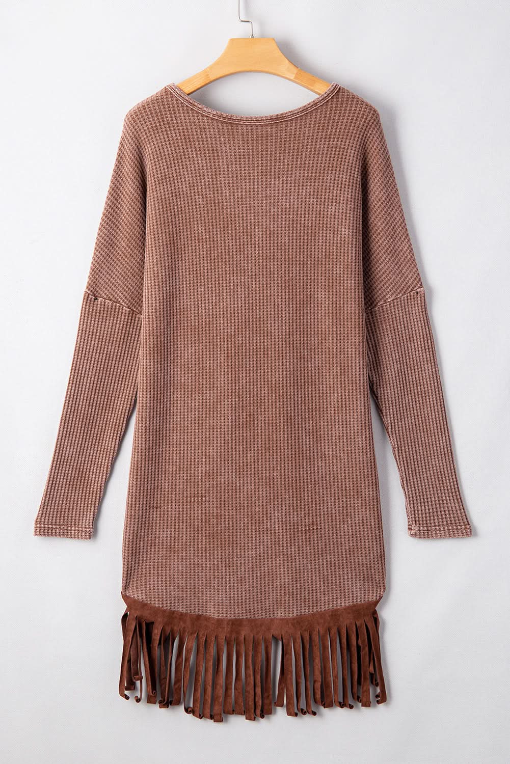 Sweaters Love Salve Chic coffee knit top with fringe