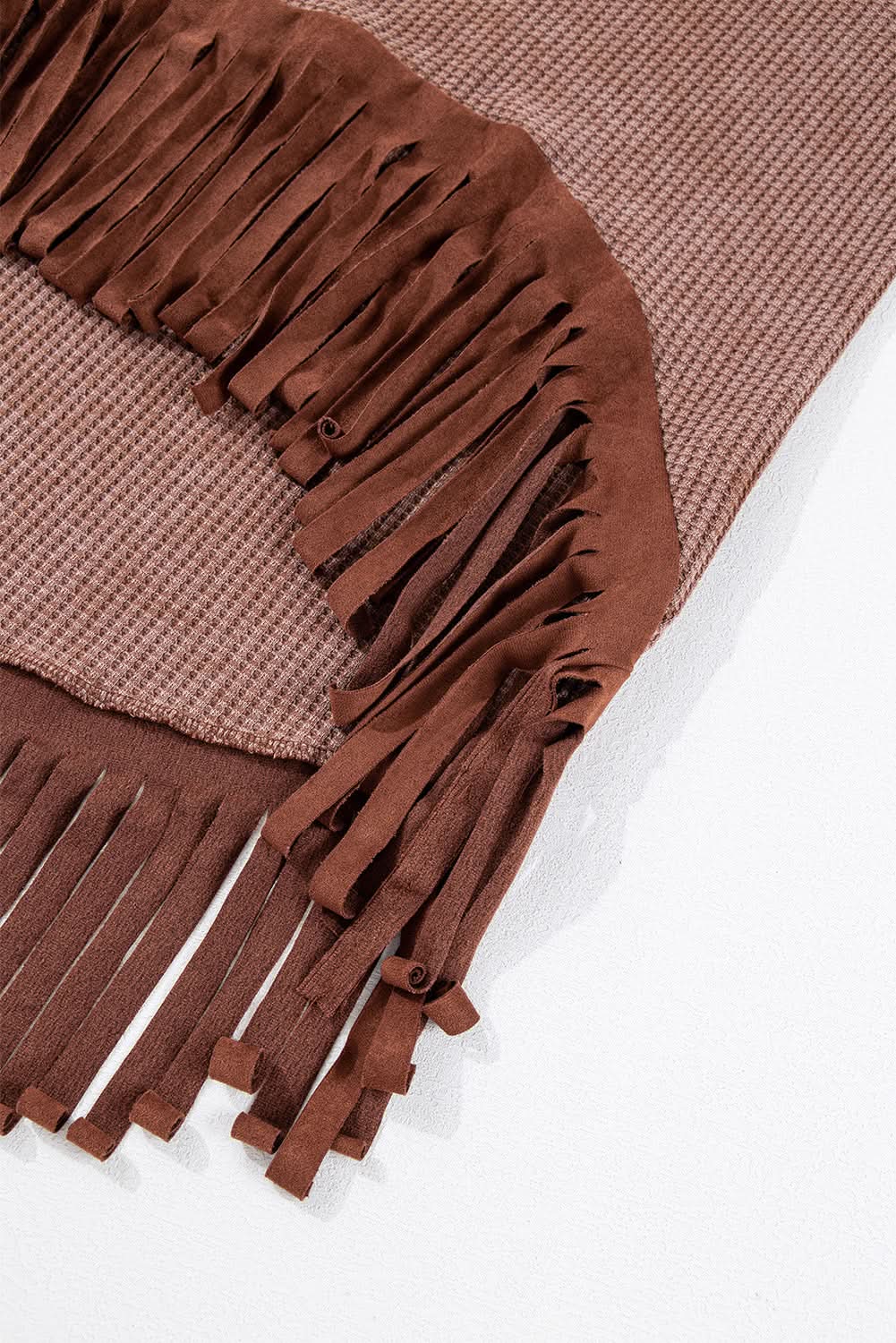 Sweaters Love Salve Chic coffee knit top with fringe