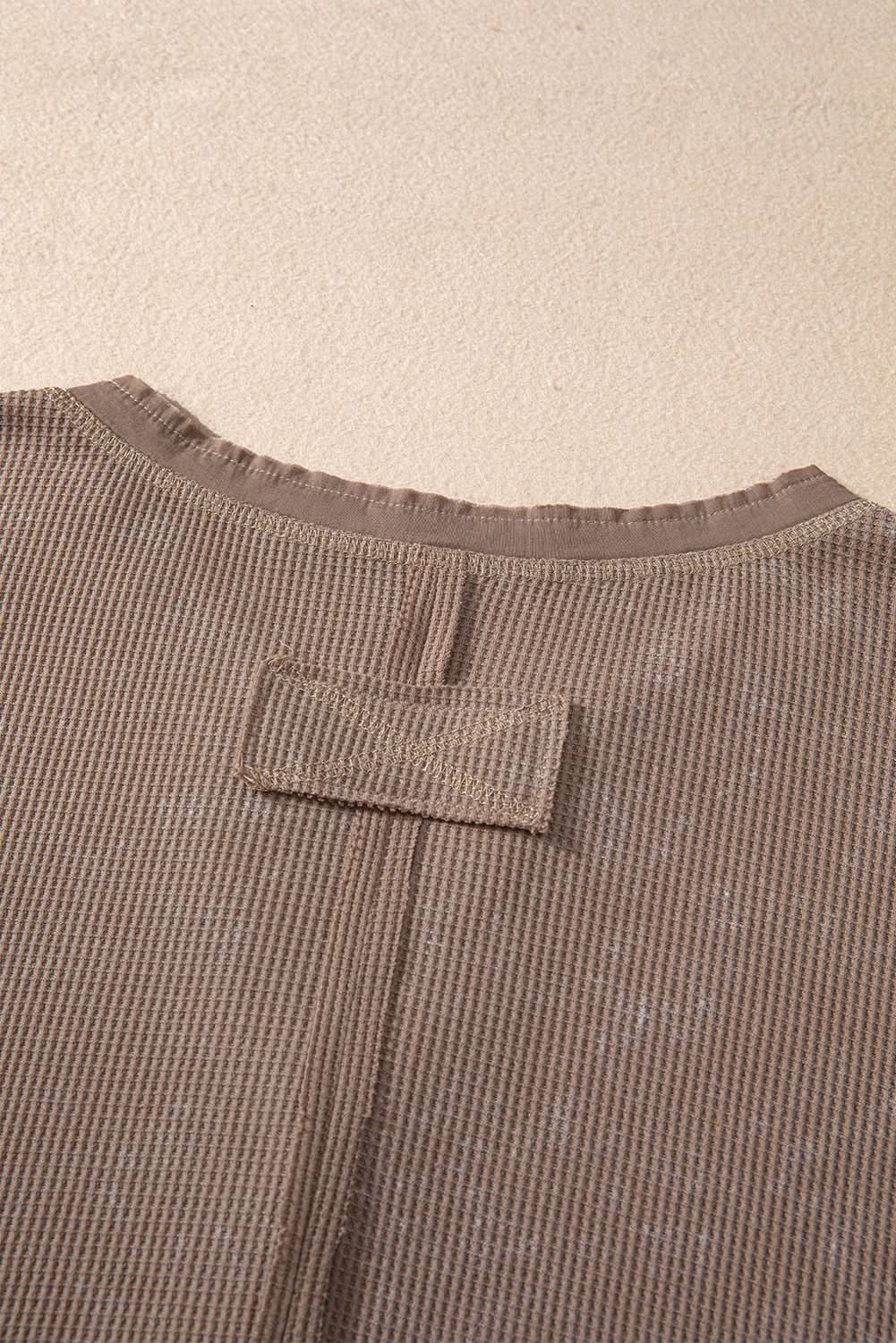 Love Salve Women's Waffle Knit Long Sleeve Tee — Coffee Acid Wash
