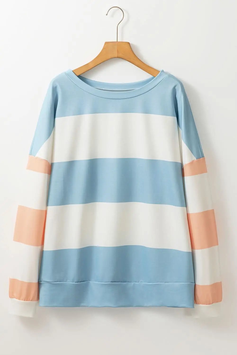 Accessories Love Salve Light Blue Colorblock Striped Drop Shoulder Long S