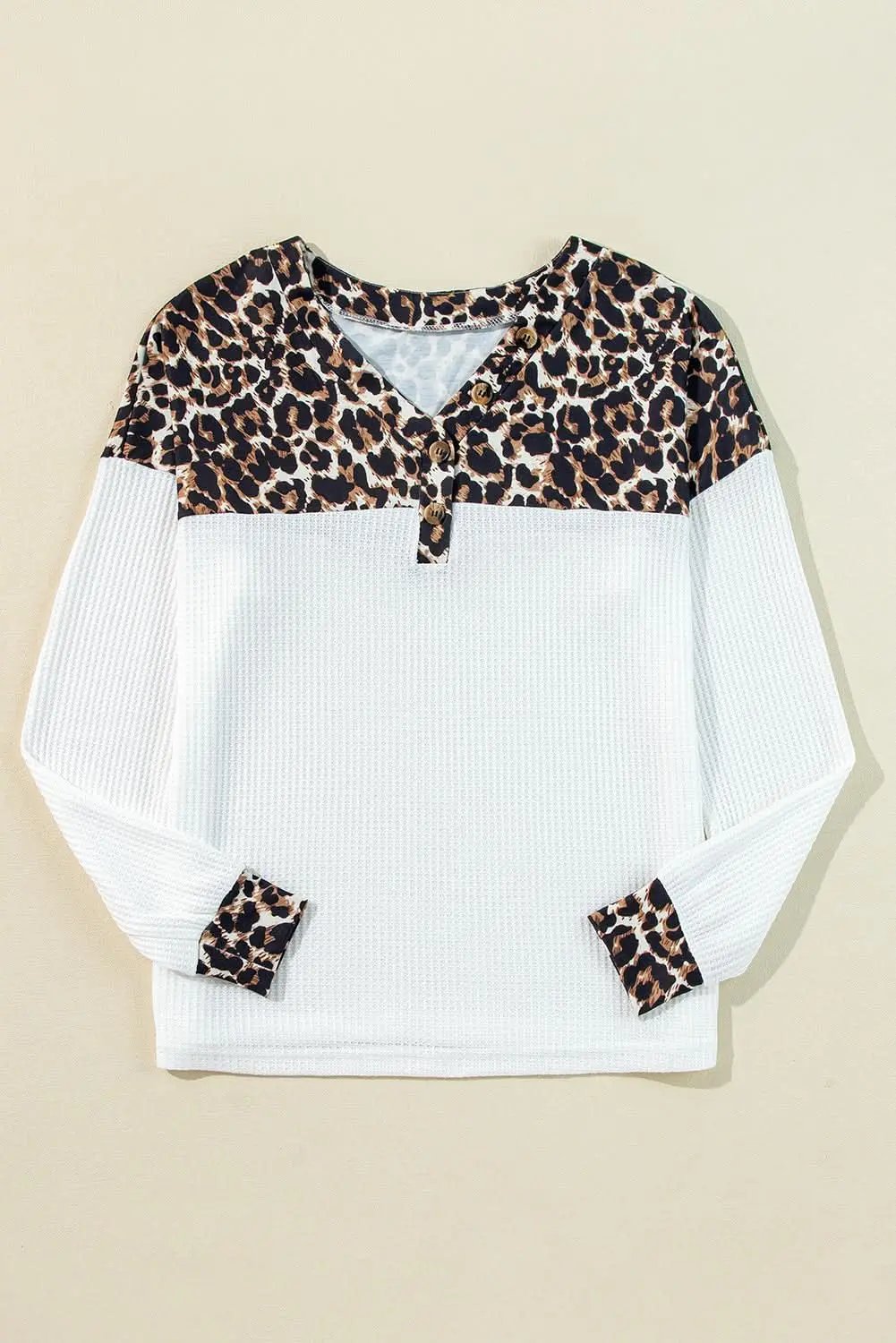 Sweaters Love Salve White leopard v-neck knit top
