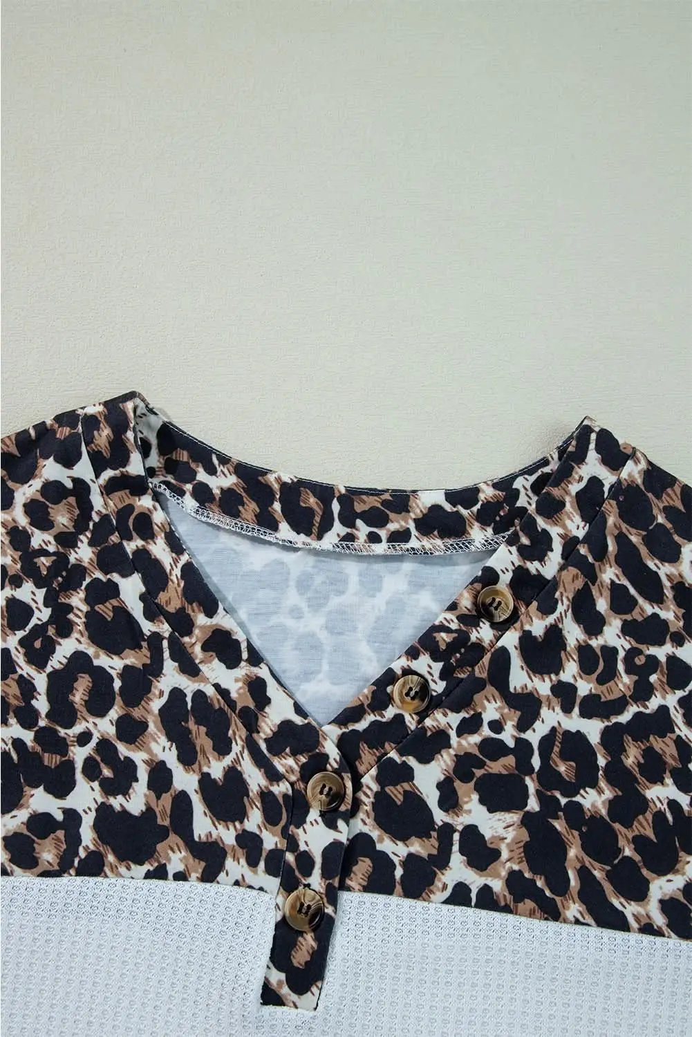 Sweaters Love Salve White leopard v-neck knit top
