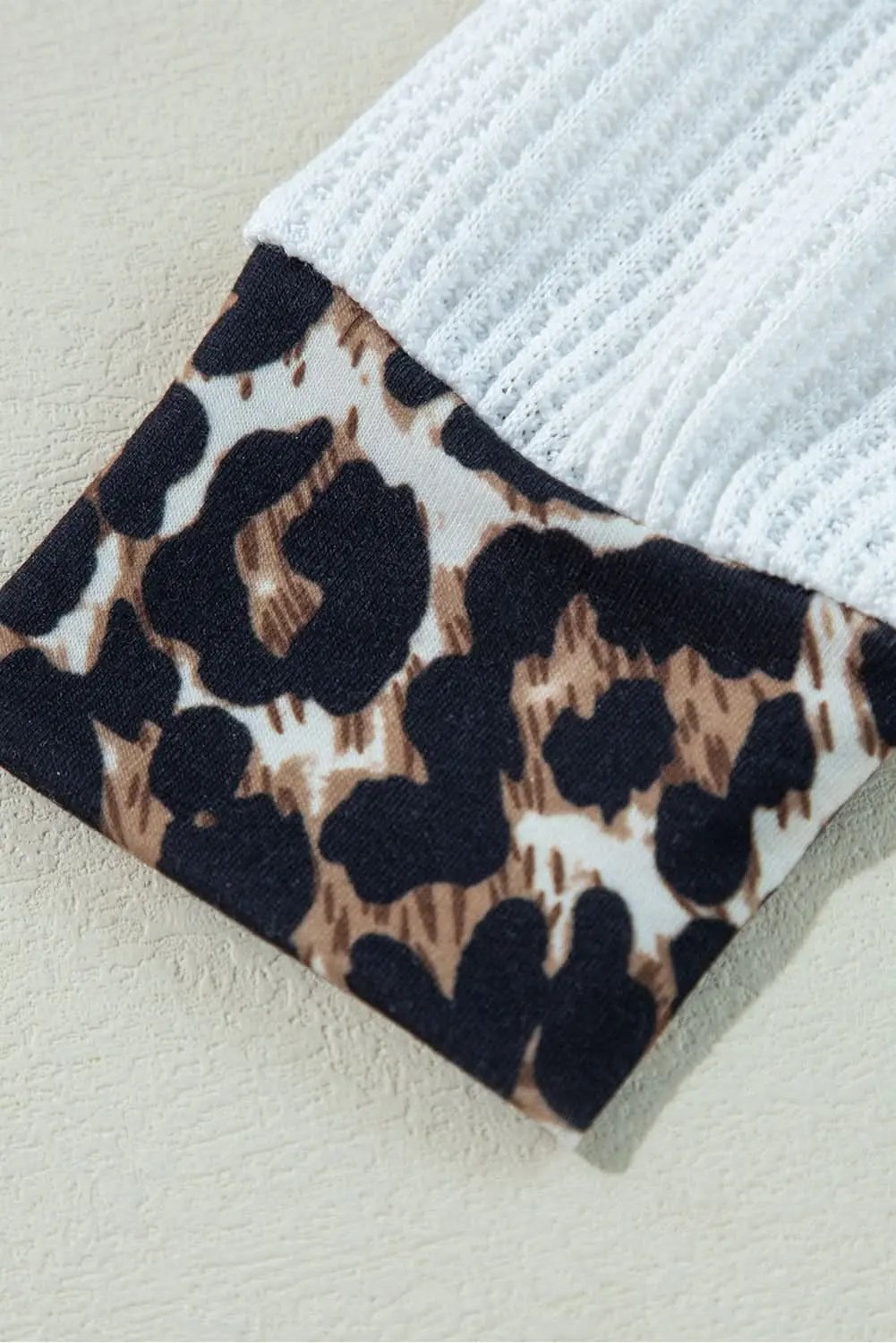 Sweaters Love Salve White leopard v-neck knit top
