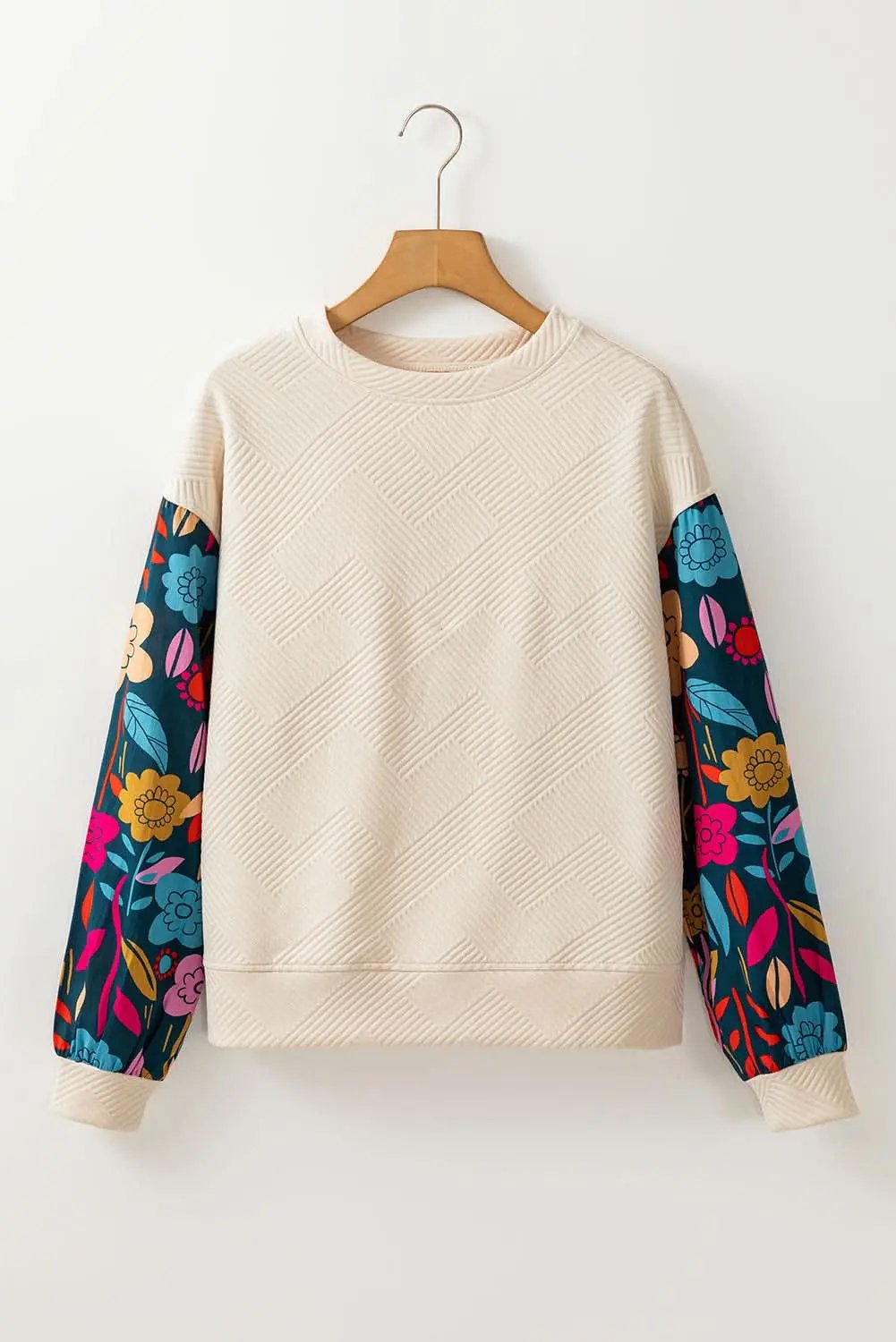 Sweaters Love Salve White floral sleeve knit top