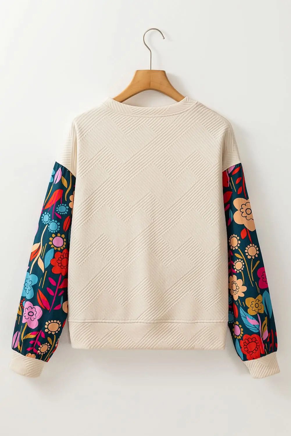 Sweaters Love Salve White floral sleeve knit top