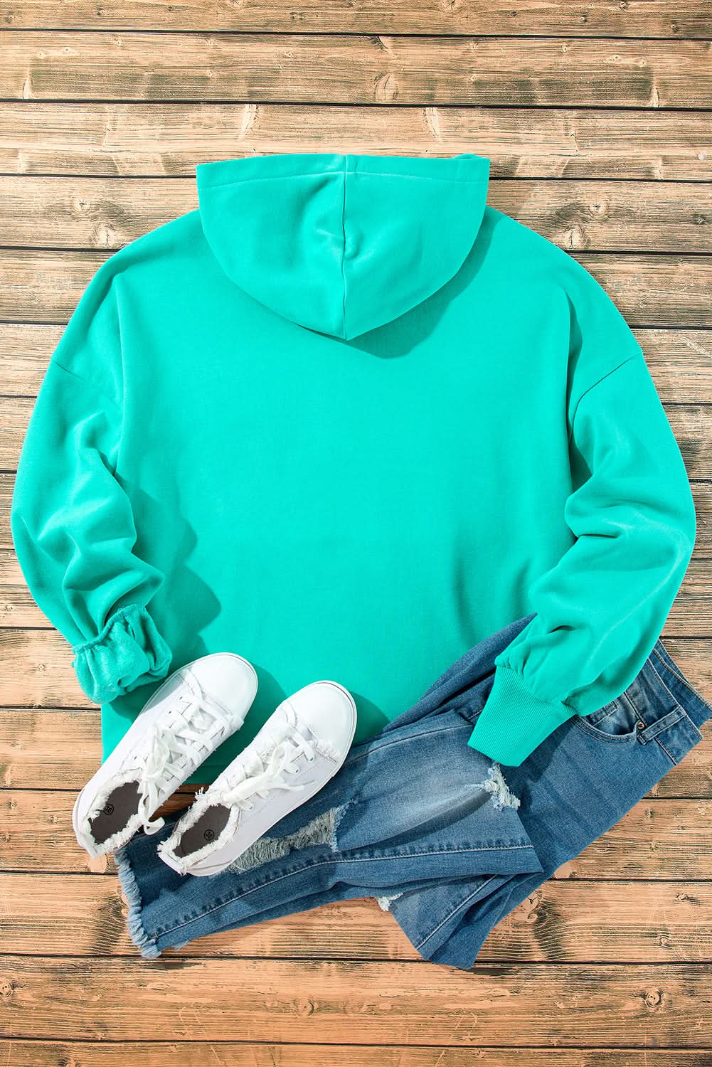 Jackets Aruba Blue Fleece Hoodie with Pockets by Love Salve