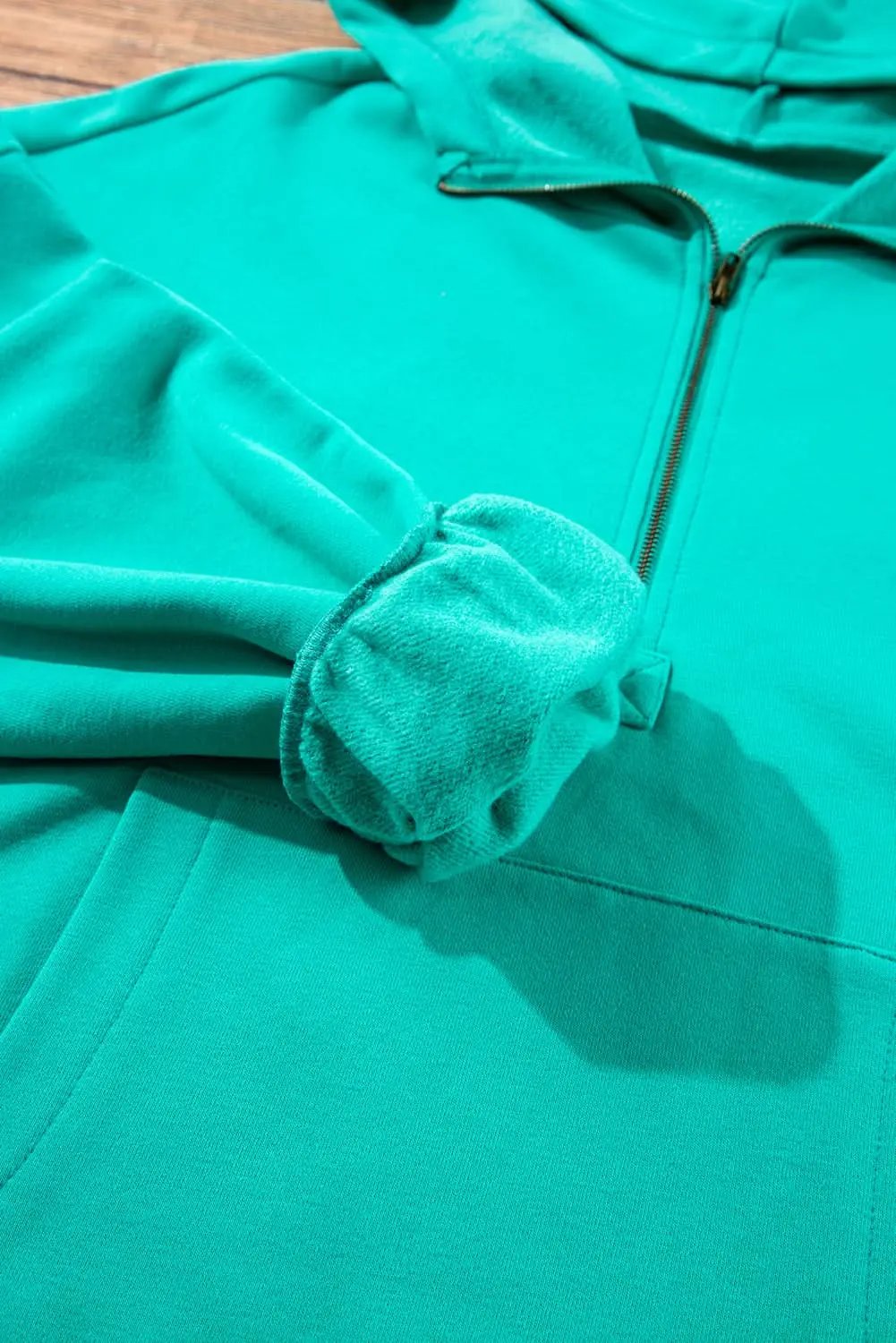 Jackets Aruba Blue Fleece Hoodie with Pockets by Love Salve