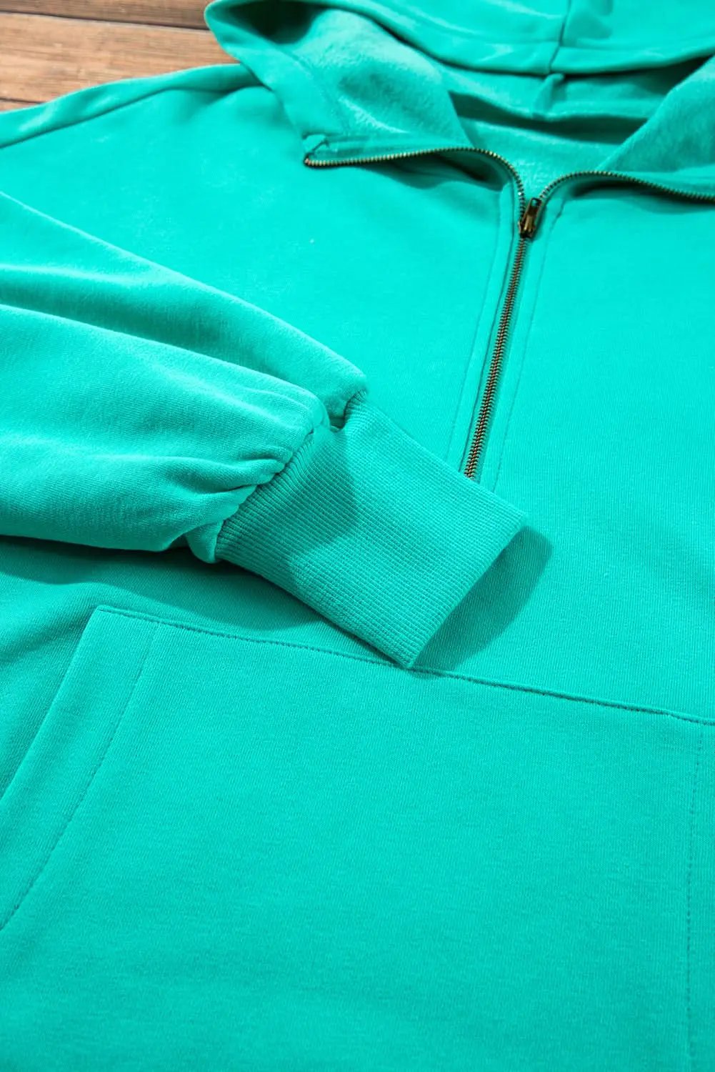Jackets Aruba Blue Fleece Hoodie with Pockets by Love Salve