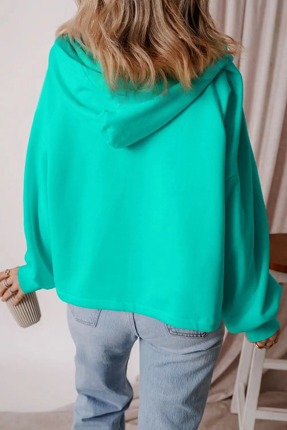Jackets Aruba Blue Fleece Hoodie with Pockets by Love Salve