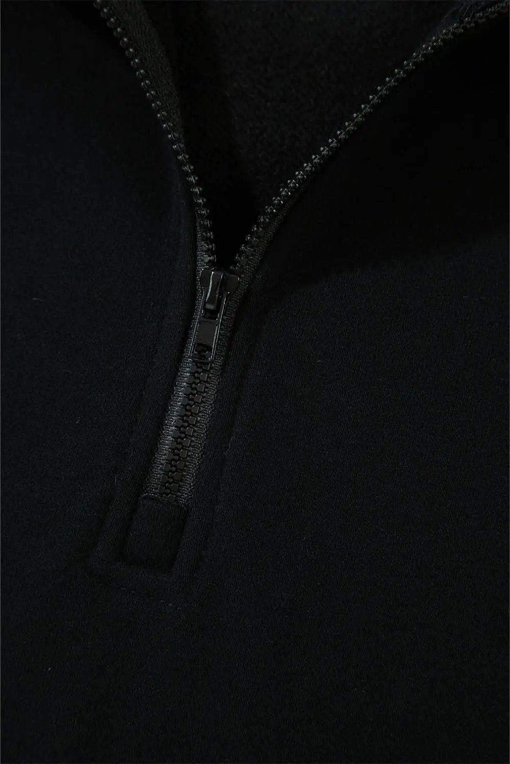 Pants Love Salve Black Zipped Neck Pullover Drop Shoulder Sweatshir