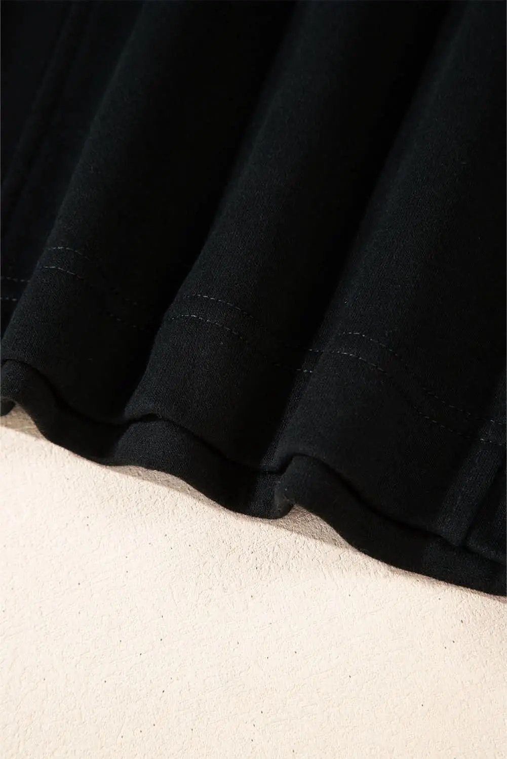 Pants Love Salve Black Zipped Neck Pullover Drop Shoulder Sweatshir