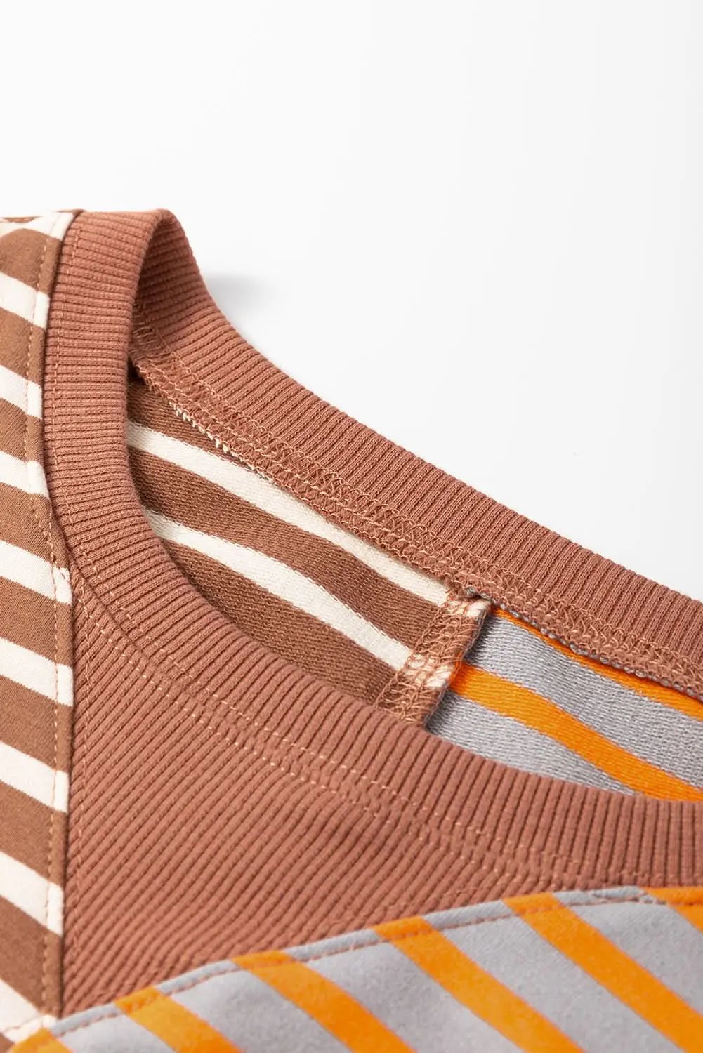 Pants Love Salve Brown Stripe Oversized Women's Sweatshirt Daily Wear Casual Style