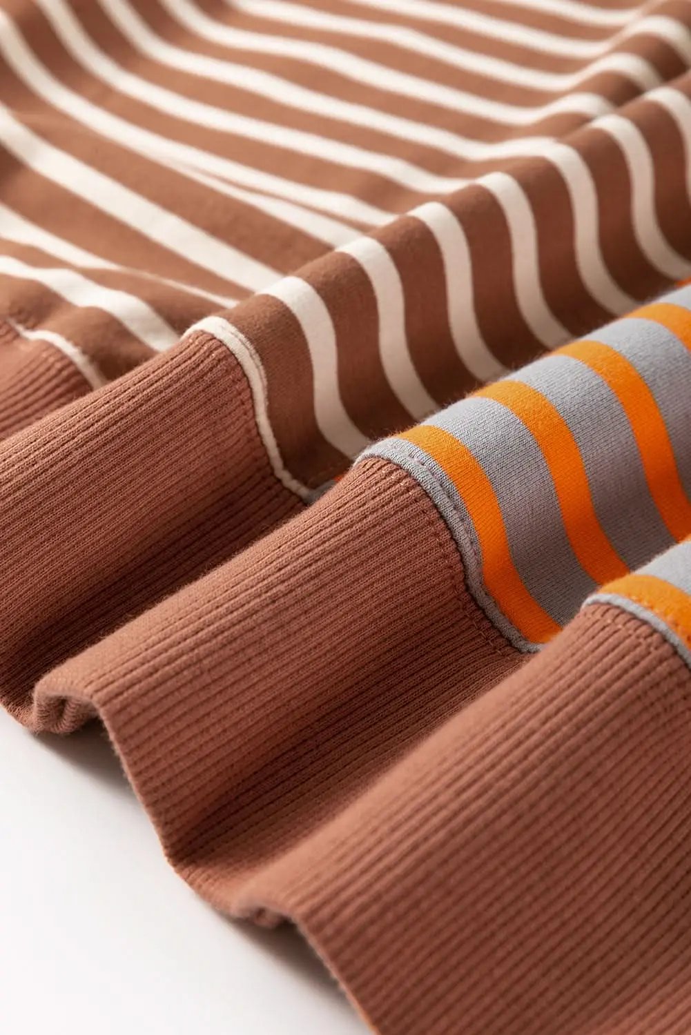 Pants Love Salve Brown Stripe Oversized Women's Sweatshirt Daily Wear Casual Style