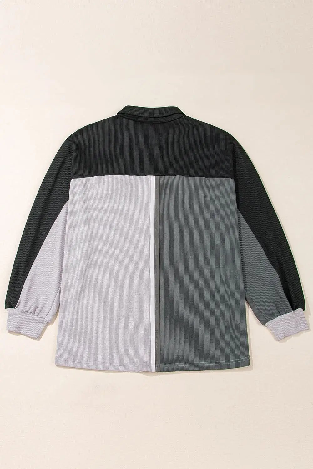 Love Salve Women's Oversized Colorblock Sweatshirt — Textured Gray Casual