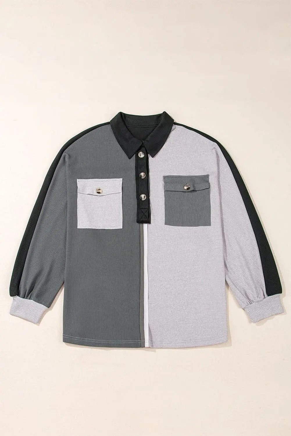 Love Salve Women's Oversized Colorblock Sweatshirt — Textured Gray Casual
