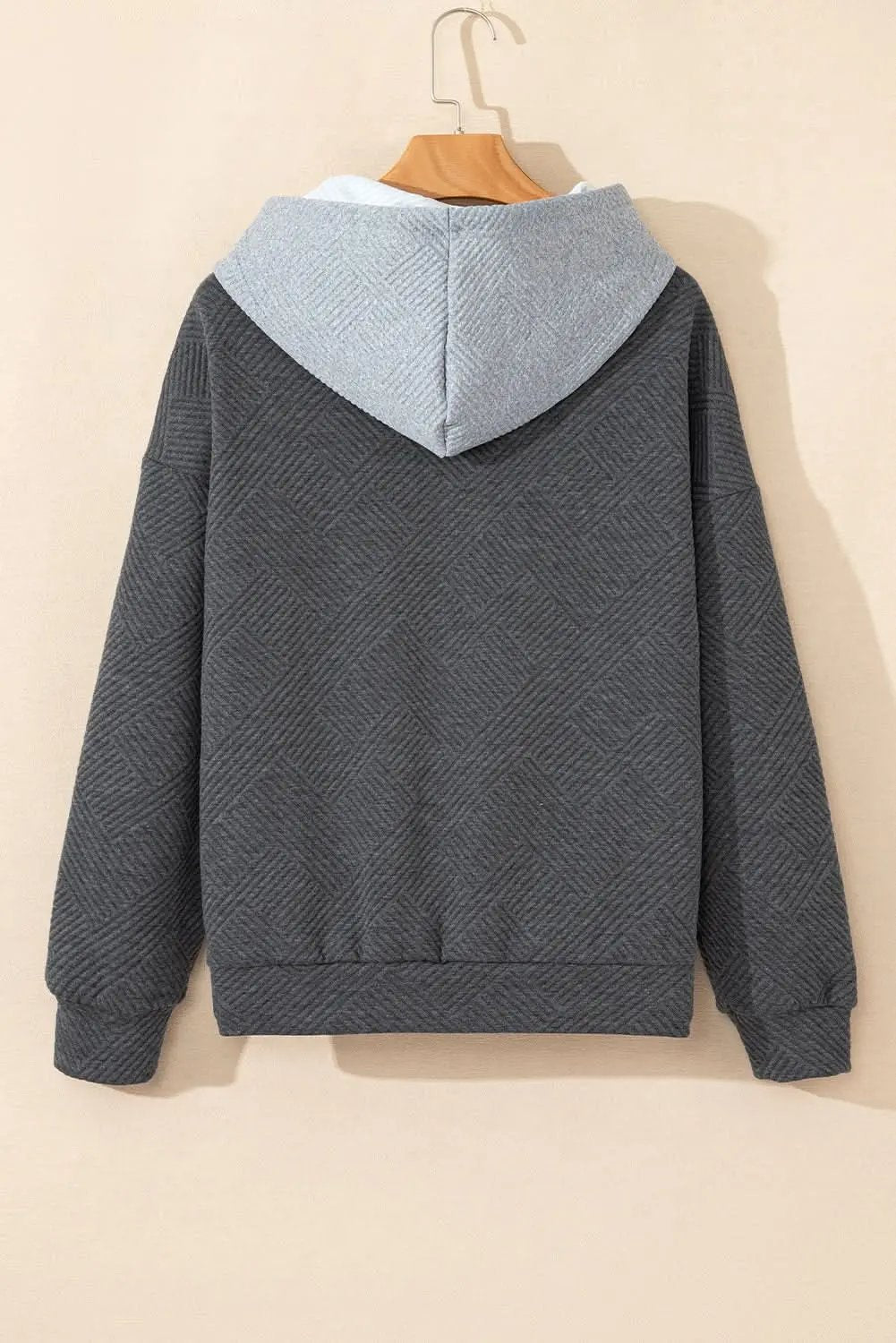 Pants Love Salve Gray Color Block Women's Hoodie Daily Casual Drop Shoulder Pullover Soft