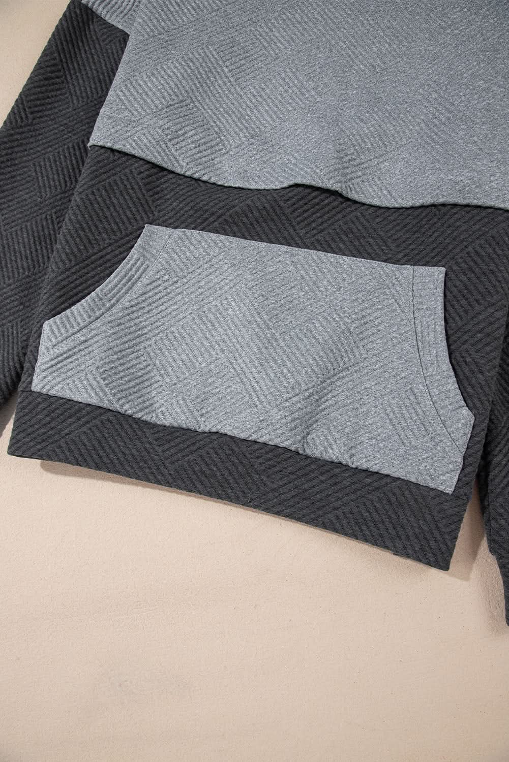 Pants Love Salve Gray Color Block Women's Hoodie Daily Casual Drop Shoulder Pullover Soft