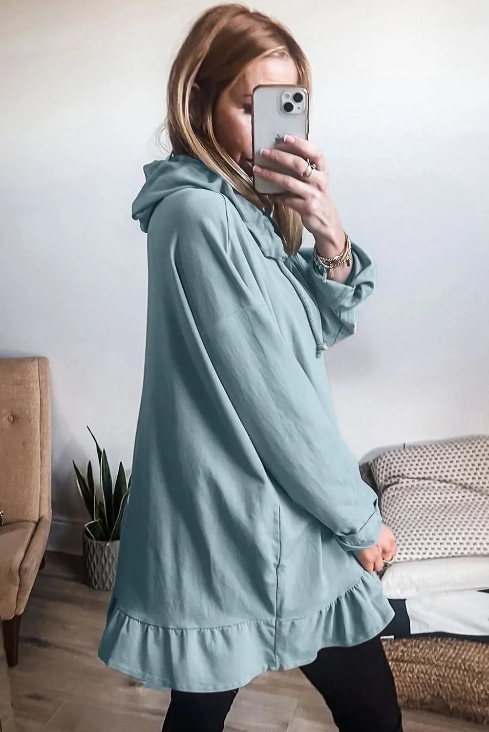 Love Salve Women's Ruffled Hoodie Tunic — Soft Casual Wear