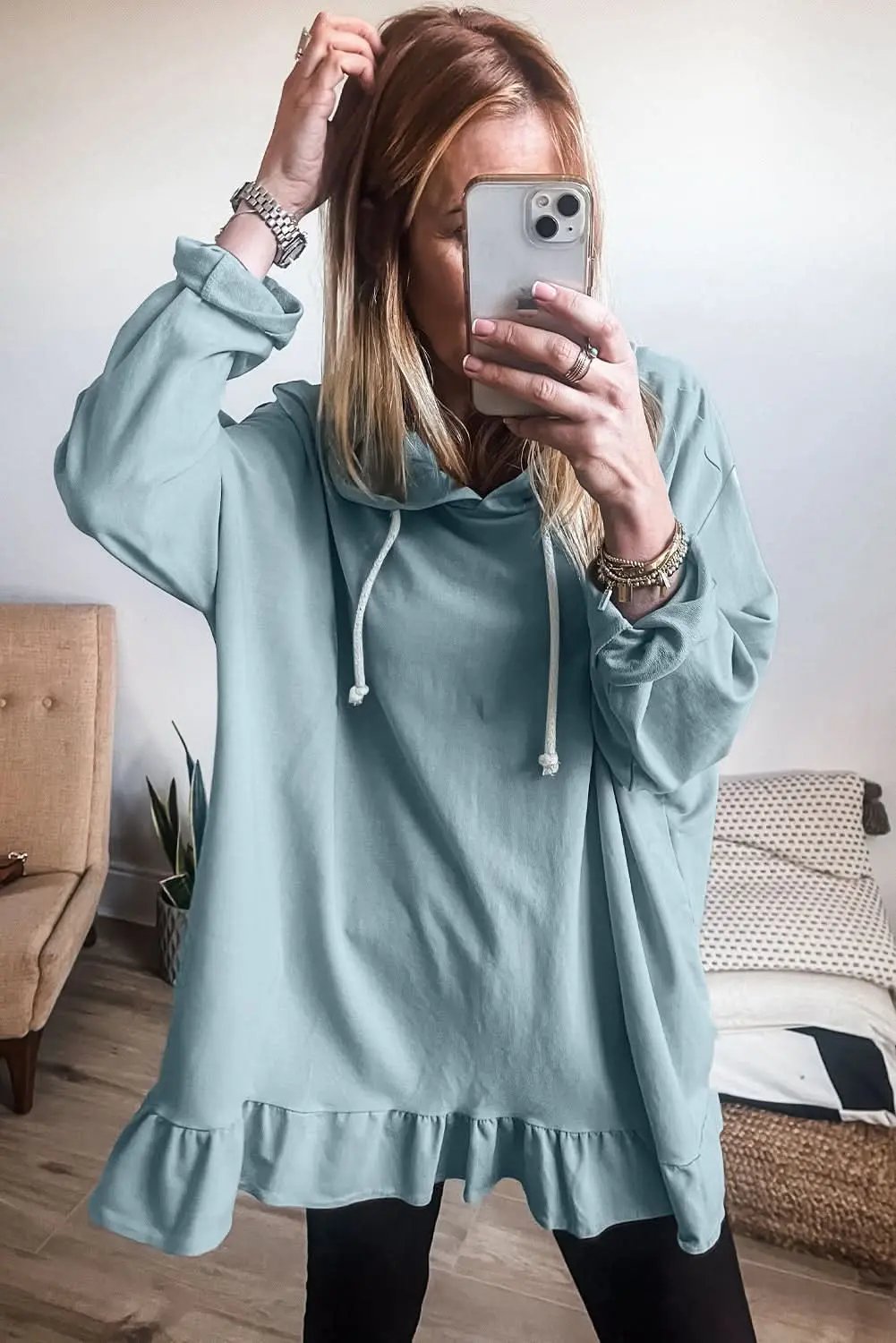 Love Salve Women's Ruffled Hoodie Tunic — Soft Casual Wear