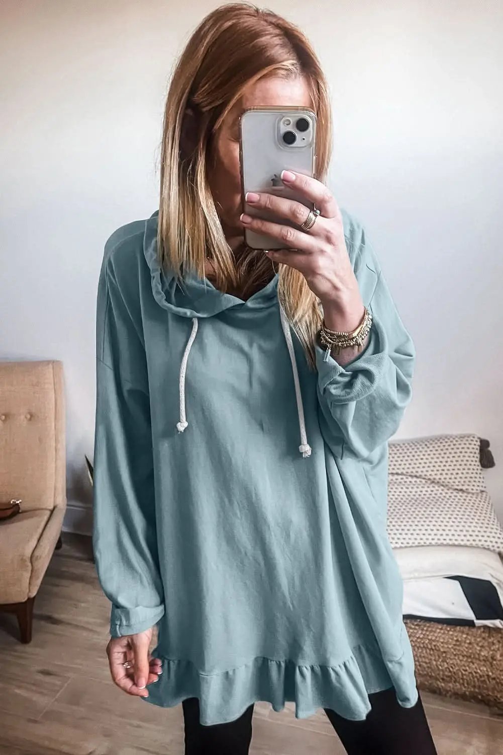 Love Salve Women's Ruffled Hoodie Tunic — Soft Casual Wear