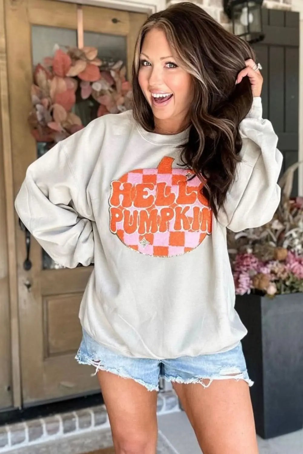 Sweaters Love Salve White Terry Halloween Pumpkin Patched Pattern Pull