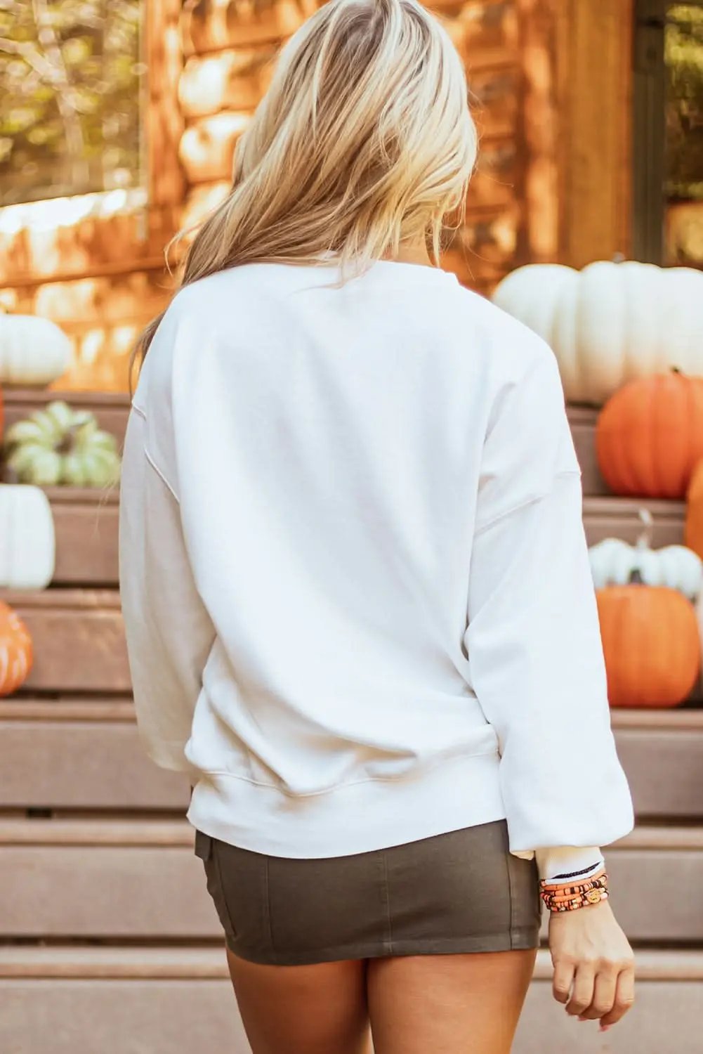 Sweaters Love Salve White Terry Halloween Pumpkin Patched Pattern Pull