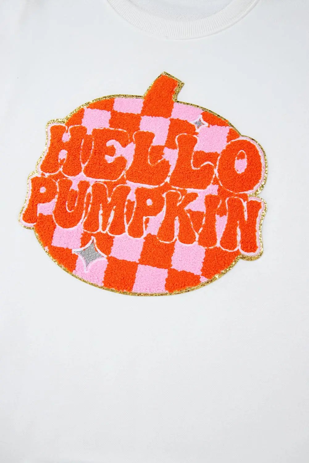 Sweaters Love Salve White Terry Halloween Pumpkin Patched Pattern Pull