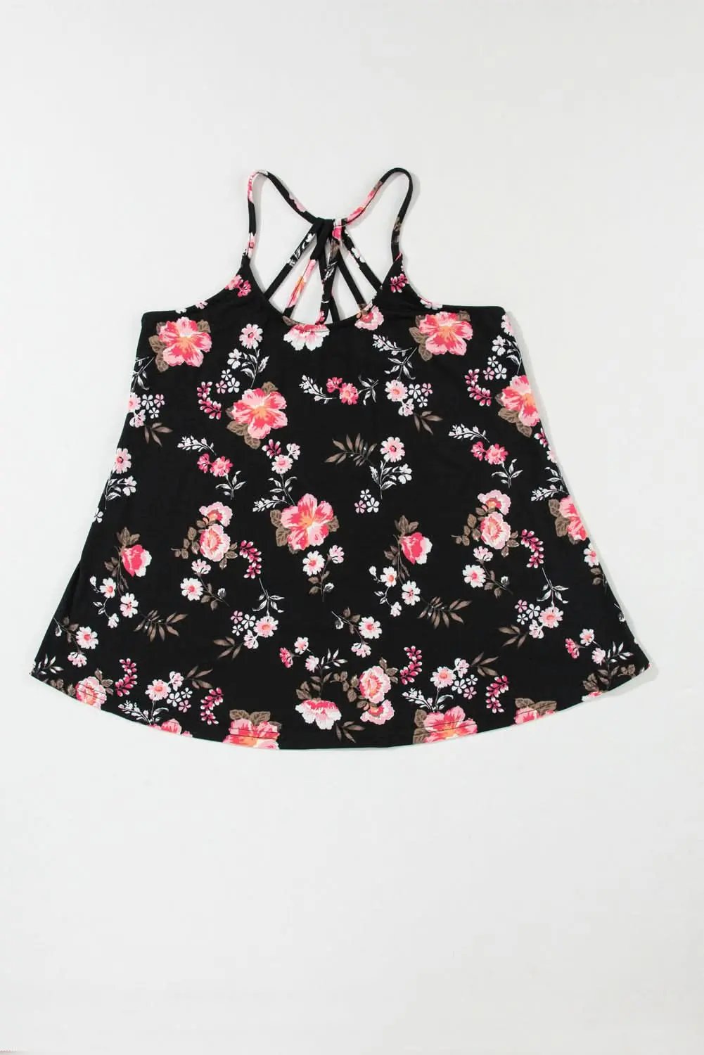 T-Shirts Love Salve Black Floral Tank Top Women's Bohemian Summer Top Strappy Back Cute
