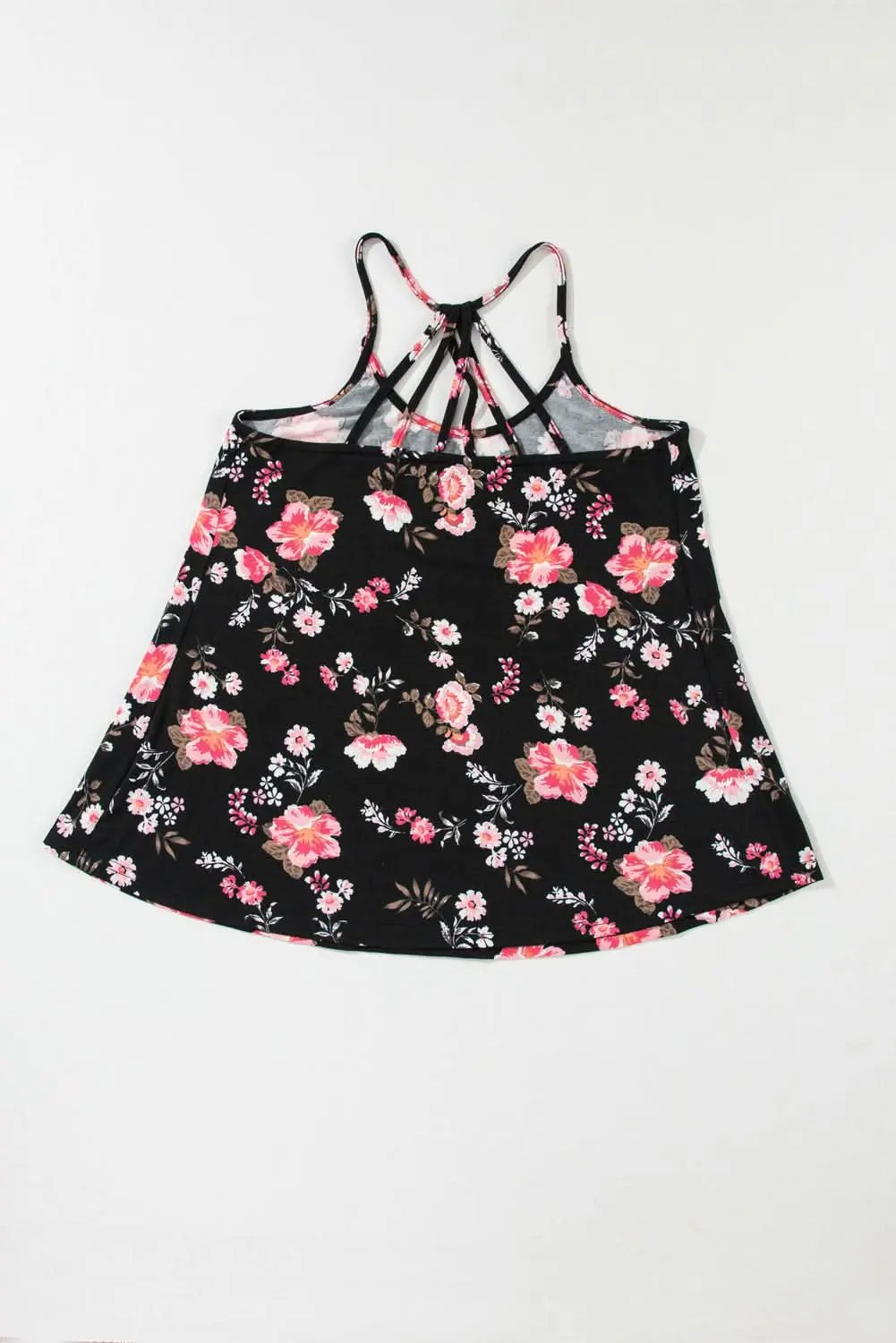 T-Shirts Love Salve Black Floral Tank Top Women's Bohemian Summer Top Strappy Back Cute