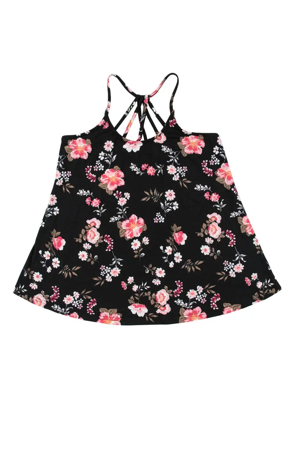 T-Shirts Love Salve Black Floral Tank Top Women's Bohemian Summer Top Strappy Back Cute