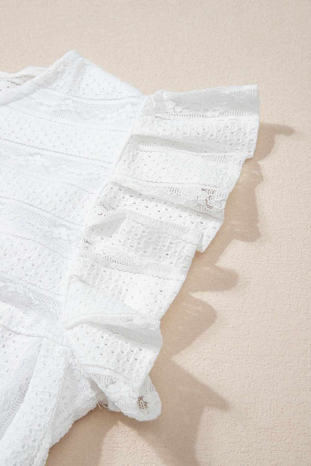 T-Shirts Love Salve White Ruffled Lace Flowy Tank Top