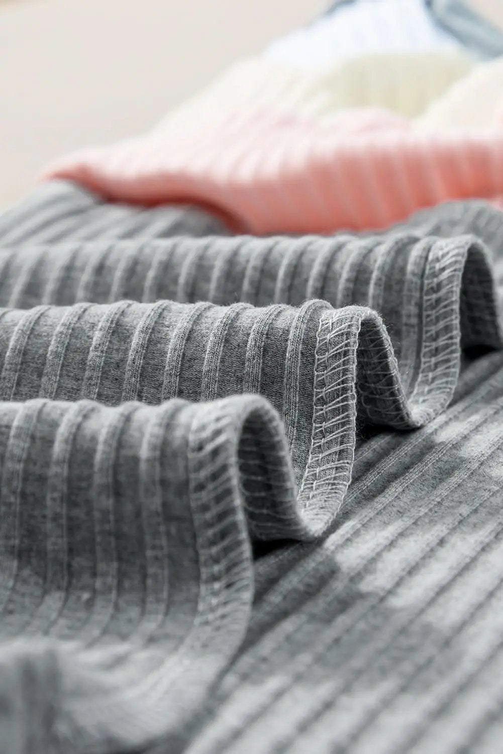 T-Shirts Love Salve Gray Ribbed Color Block Patchwork T-shirt