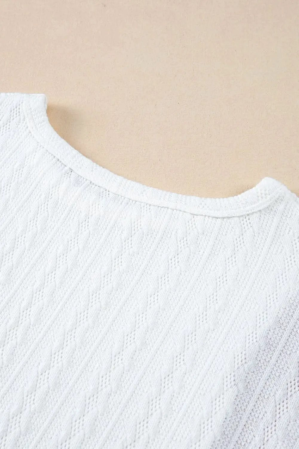 T-Shirts Love Salve Light Blue Textured Color Block Loose Fit T Shirt