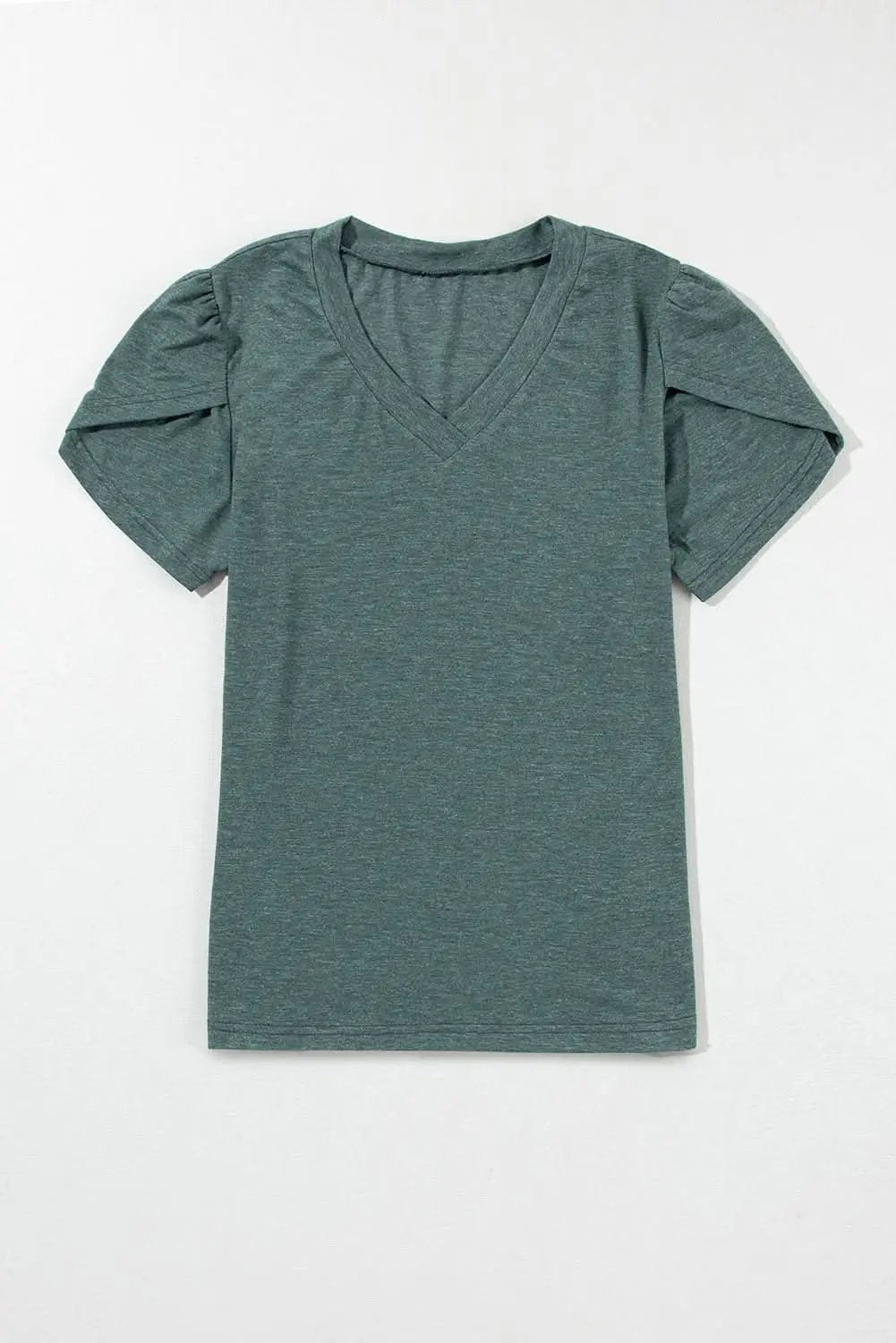 T-Shirts Love Salve Mist Green Fashion Petal Sleeve V Neck T Shirt