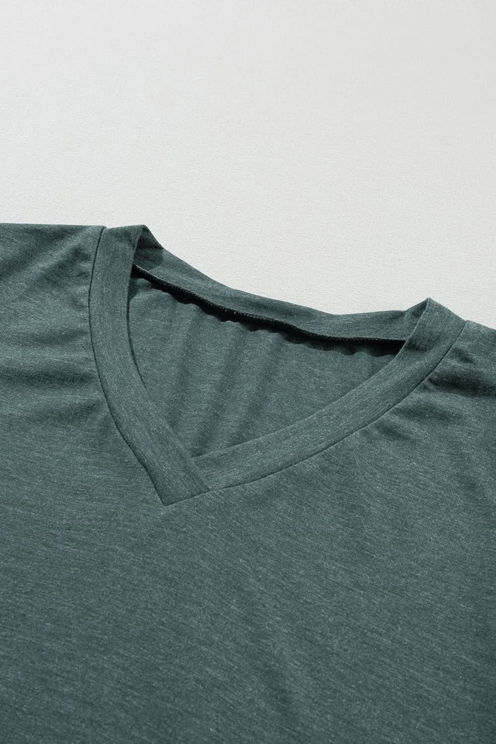 T-Shirts Love Salve Mist Green Fashion Petal Sleeve V Neck T Shirt
