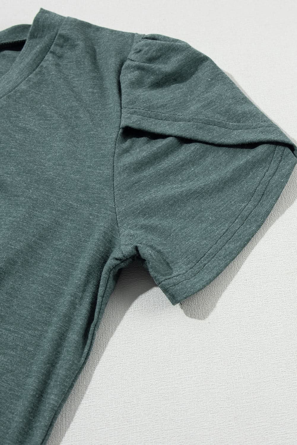 T-Shirts Love Salve Mist Green Fashion Petal Sleeve V Neck T Shirt