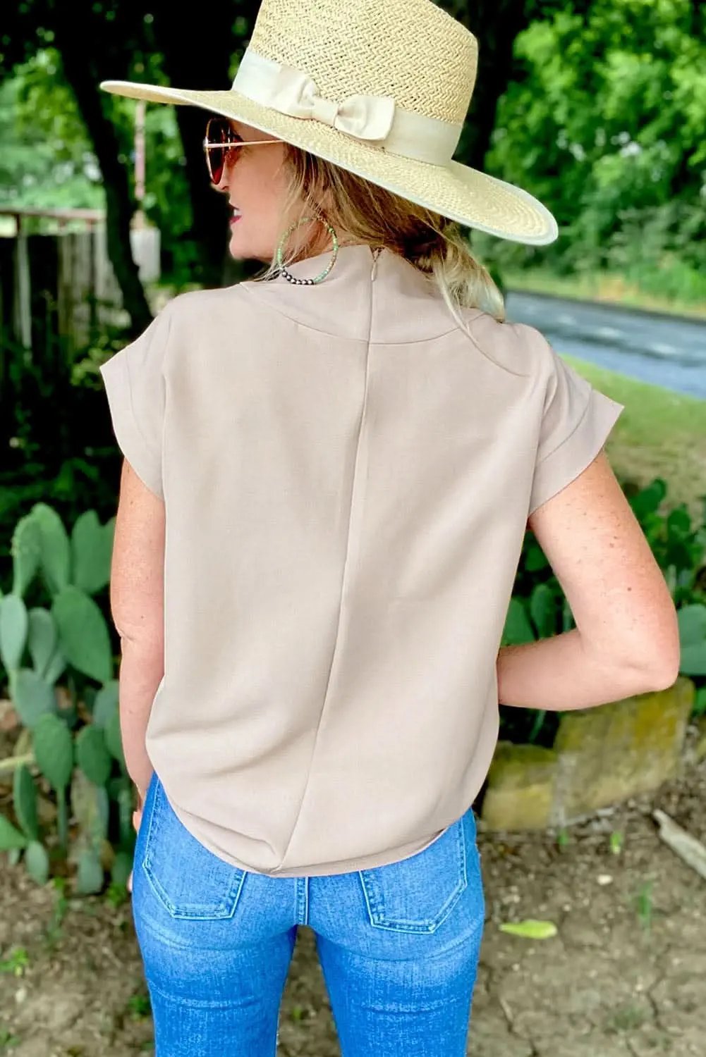 Love Salve Oatmeal Crew Neck Tee — Soft Viscose Blend Casual Top