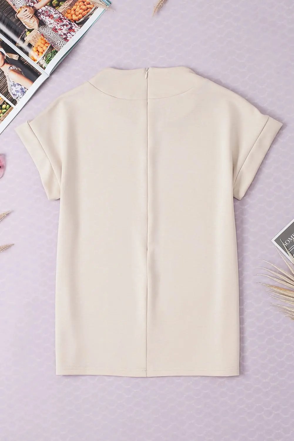 Love Salve Oatmeal Crew Neck Tee — Soft Viscose Blend Casual Top