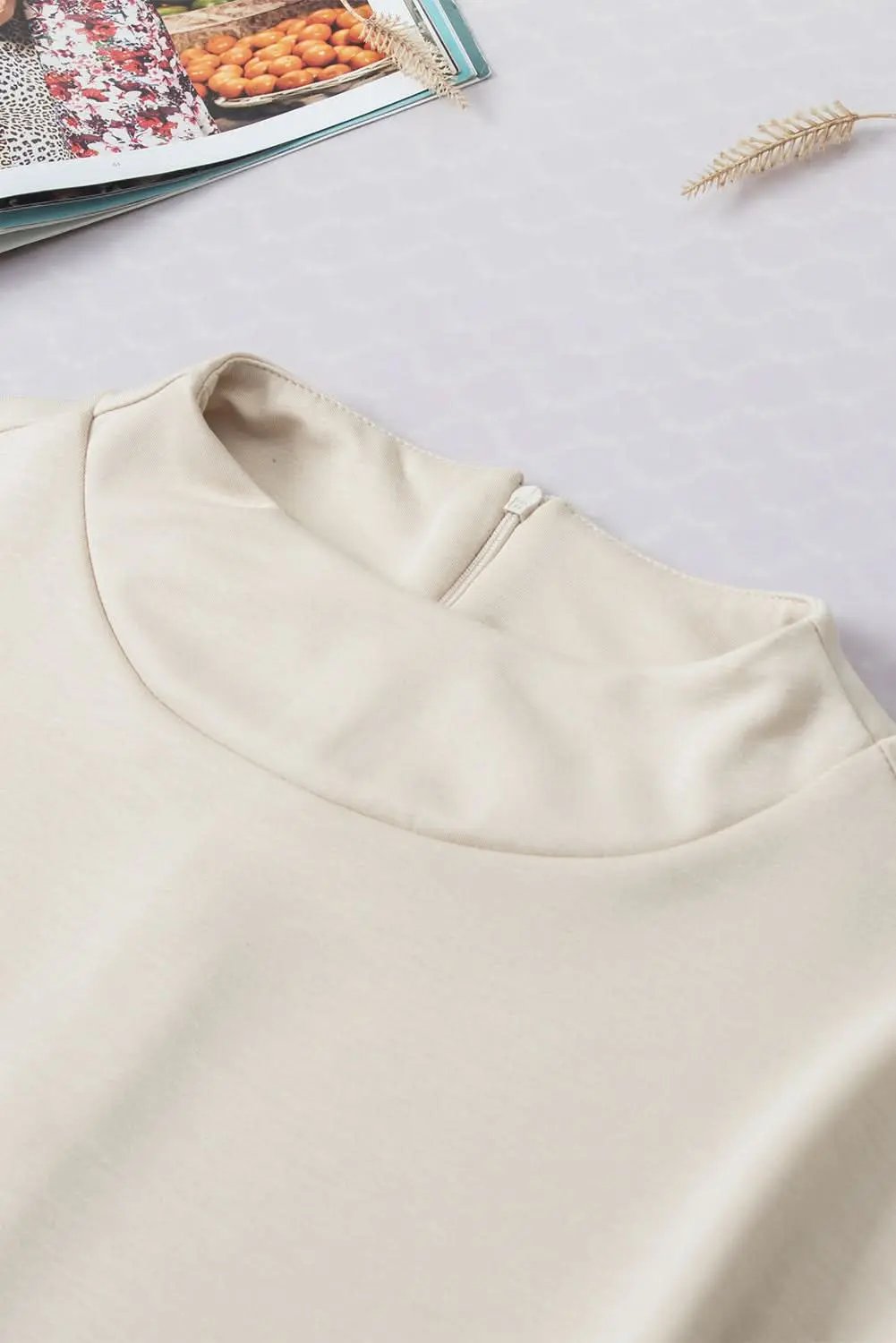 Love Salve Oatmeal Crew Neck Tee — Soft Viscose Blend Casual Top