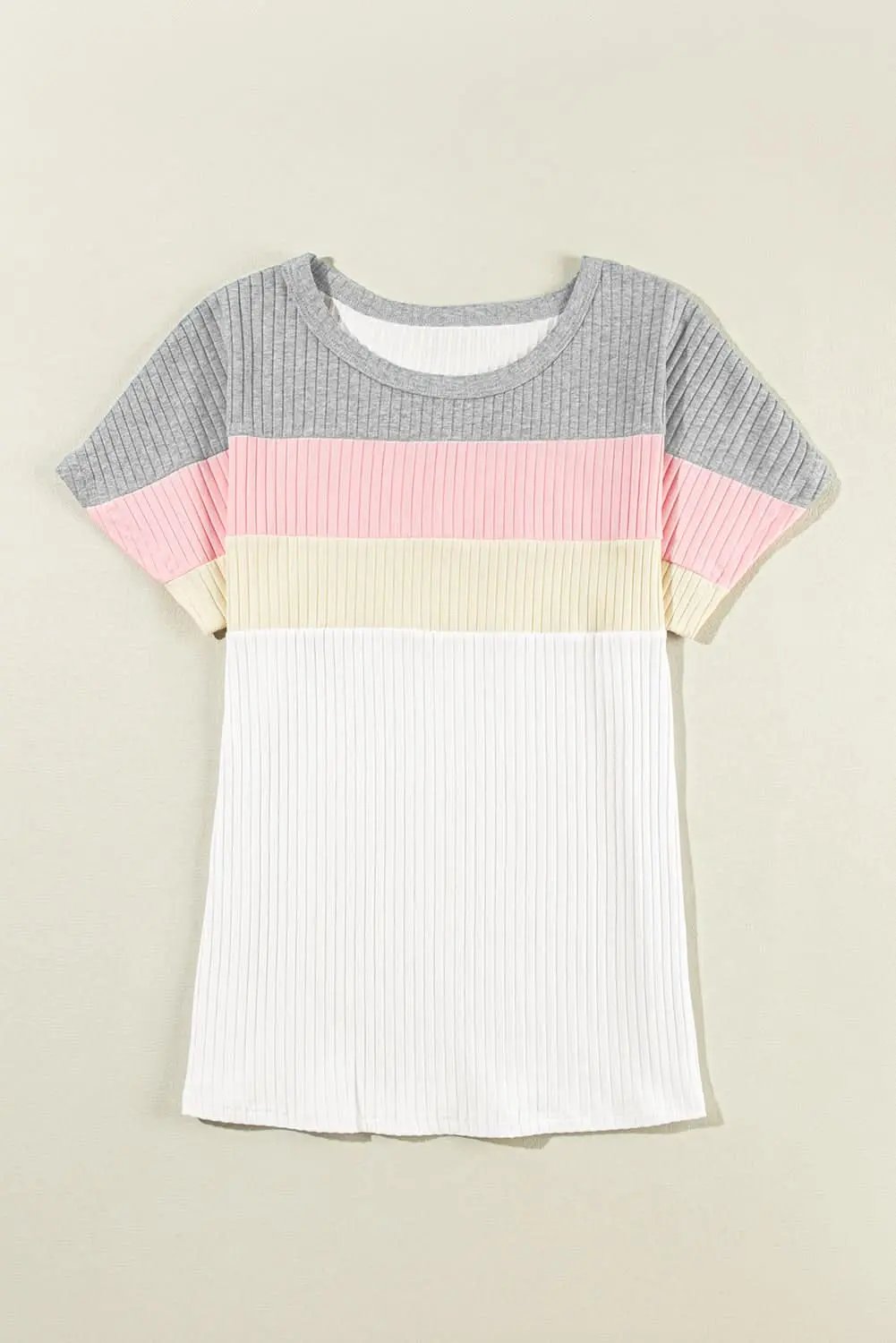 T-Shirts Love Salve Ribbed Color Block Tee Women's Casual T-Shirt Summer Essential