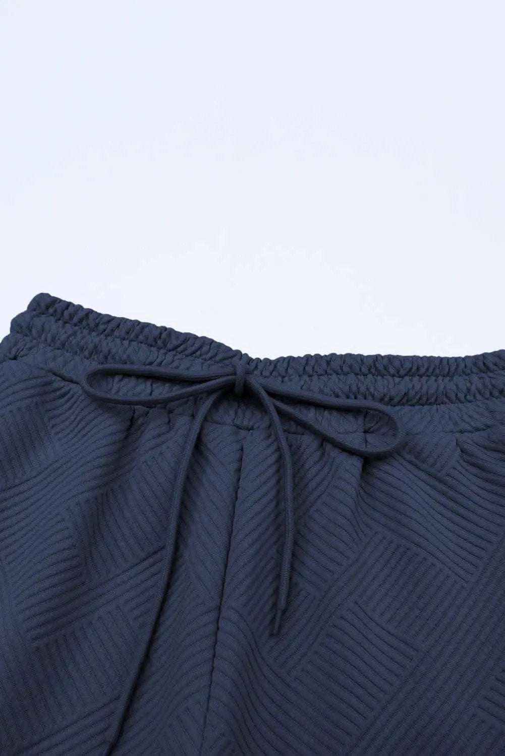 Pants Love Salve Navy Blue Textured Loose Fit T Shirt and Drawstrin